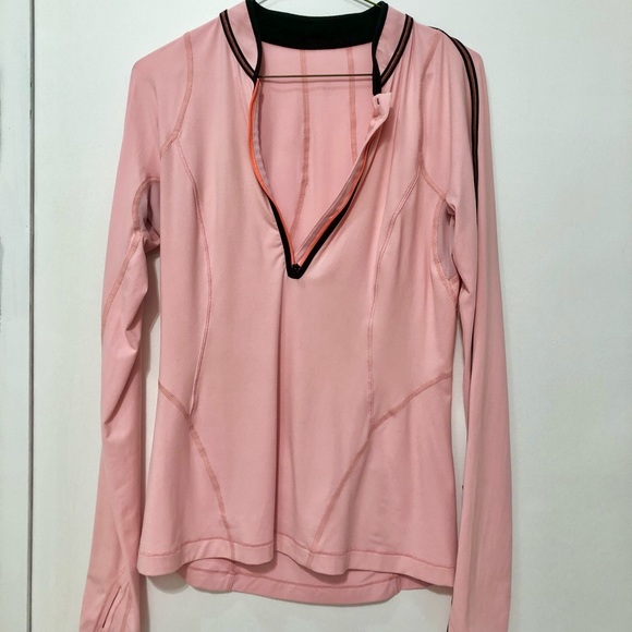 Lululemon Rise and Shine Pullover Bleached Coral Black 1/2 Zip Long Sleeves - Picture 2 of 11